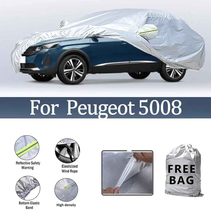 

For Peugeot 5008 Car Cover Outdoor Protection Covers Snow Sunshade Waterproof Dustproof Exterior UV Car Accessories