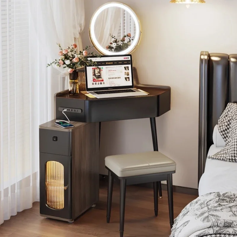 

Furniture Cabinet Style With Fingerprint Lock Multifunctional Corner Dresser Storage Cabinet Vanity Makeup Desk Dressing Table
