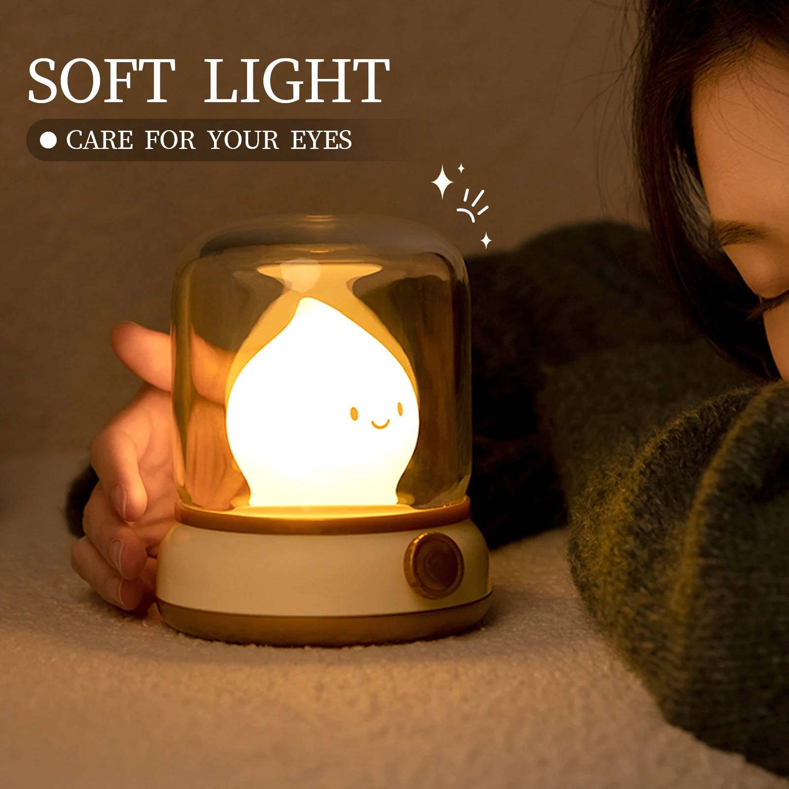 Candle Night Light Cute Flame Lamp Desktop LED Decorative Light USB Rechargeable Night Light Bedroom Creative Children's Gift