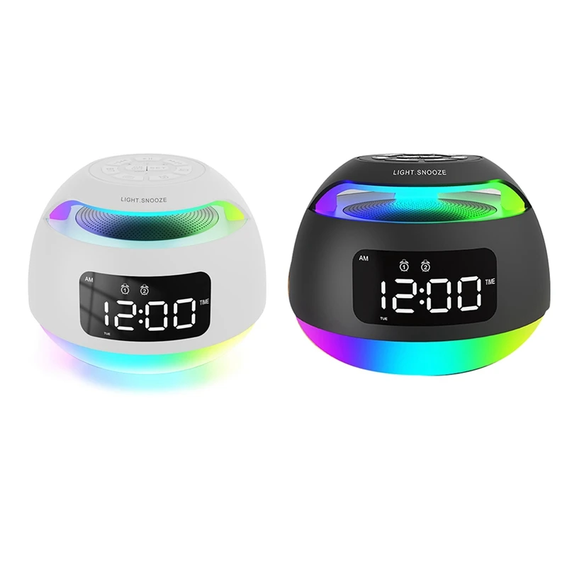 Portable LED Alarm Clock Radio RGB Colorful Light Radio Receiver Wireless Bluetooth Speaker With Dual Alarm Clock Snooze