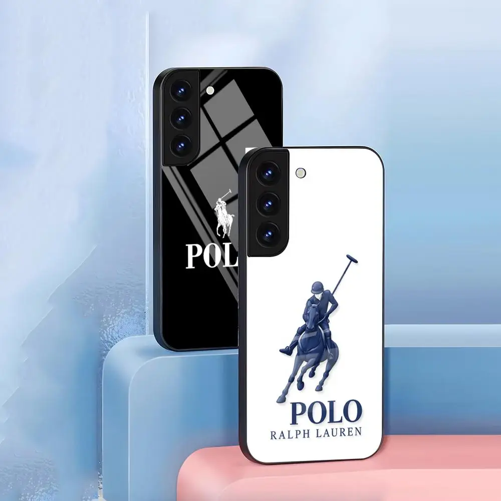 R-RalphS-LaureneS Polo Handyhülle für Samsung S26 S25 S24 FE S23 S22 S21 Plus S20 Ultra Note20Ultra Schwarze Glasabdeckung