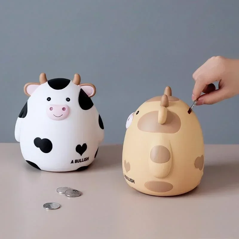 New Cute Cartoon Calf Resin Ornaments Childrens Pet Piggy Bank Home Decoration Children's Gift Coin Bank Accessories