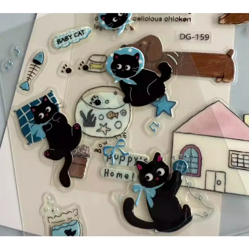 Fashion Korean Ins Cartoon dog cat 3D Crystal Stickers Decoration Material for Mobile Phone Case Diy Camera Pad 3d Наклейка