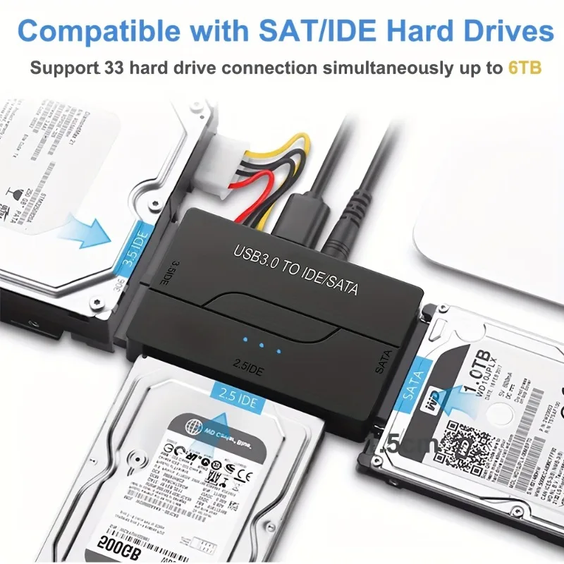 

3 in 1 IDE SATA Adapter USB 3.0 to SATA IDE Hard Disk Adapter Converter Cable for 3.5 2.5 inch HDD/SSD CD DVD ROM CD-RW