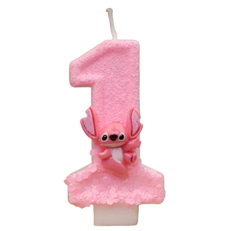 جديد ديزني أنيمي ليلو وستيتش شمعة رقمية Kawaii غرزة الملاك الأطفال تحت عنوان شموع الحفلات الوردي فتاة هدايا الحفلات