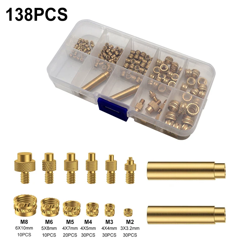 3D printer Onderdelen hot Insert smeltmoer Tips M2-M8 messing implantatie Warmte Inbrengen Tool Kit Voor 936 FX888 900M soldeerbout