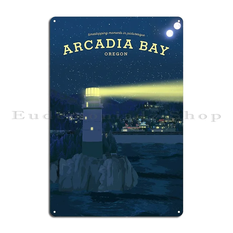 Life Is Strange Arcadia Bay Travel Poster Night Metal Plaque Personalized Kitchen Cinema Create Tin Sign