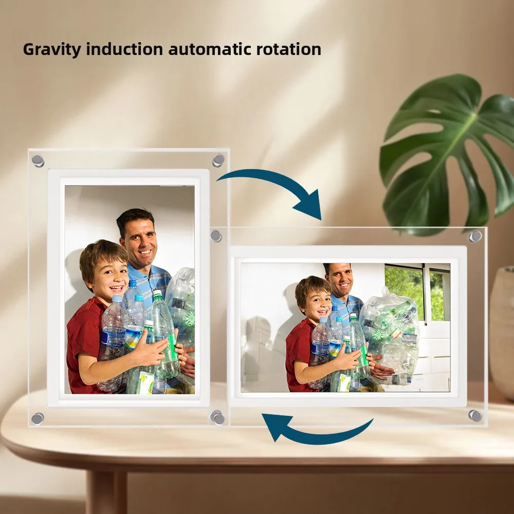 Acrylic Digital Photo Frame 5 and 7 Inch IPS Screen 4GB Memory Rechargeable Battery Auto Rotate Portable Digital Picture Frame
