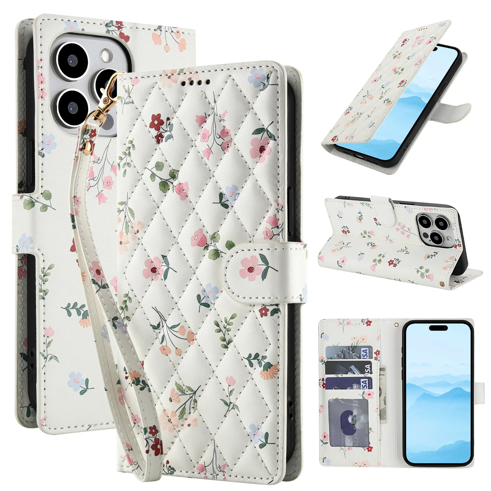 Suitable for Apple mobile phone, quilted print, mobile phone case, anti-drop card bag, mobile phone case