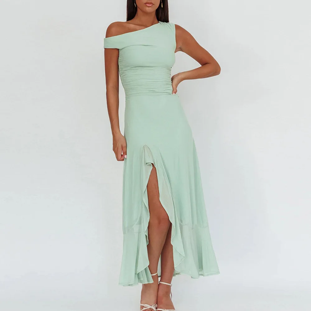 

New Summer Women's Elegant Dress Fashion Sexy No Repair Slit Waist Slim Fit Dress 2025 Summer Dress Robe Vestido Women Party