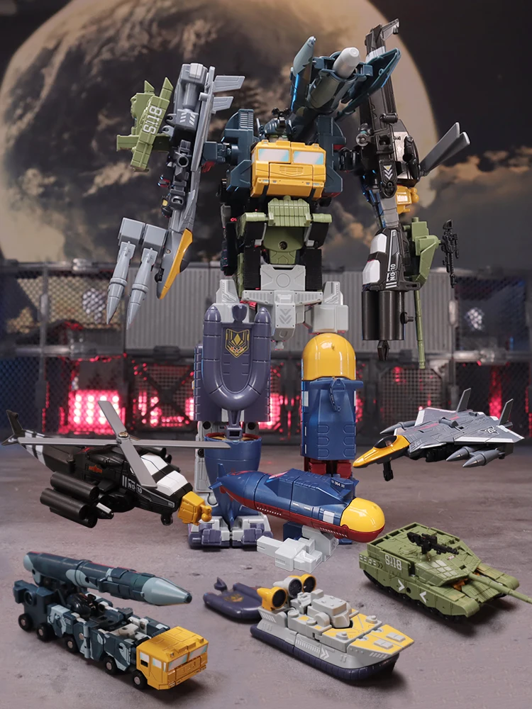 Robot transformable para niños, conjunto de helicóptero tanque combinado de la marina, del ejército y de la Fuerza Aérea, robot de barco