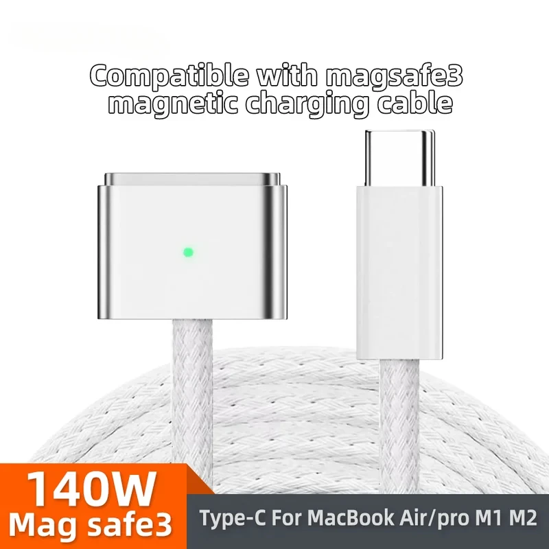 

Кабель USB C — MagSafe 3, 140 Вт, магнитное зарядное устройство для MacBook Air Pro M2 2023, безопасный кабель для быстрой зарядки.