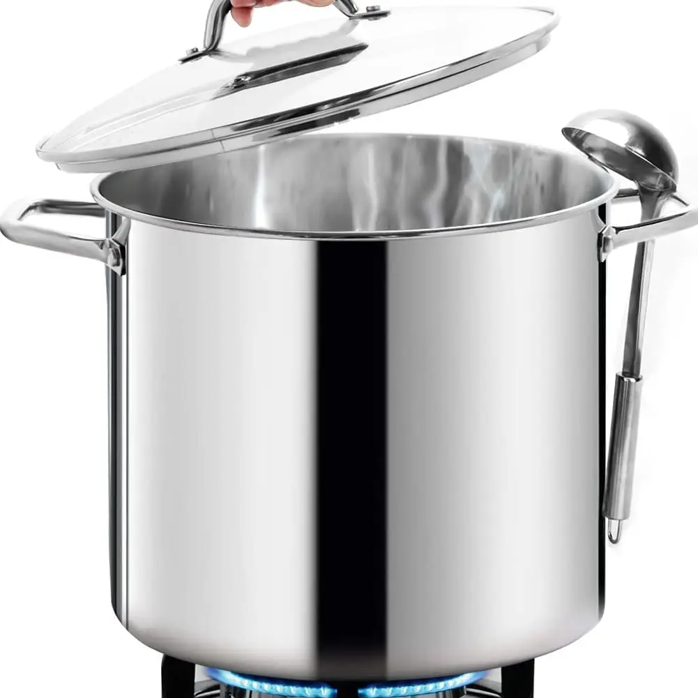 

HOMICHEF NICKEL FREE Stainless Steel Healthy Cookware Stockpots with Lids 16 Quart