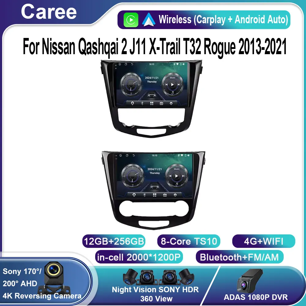 

Android 14 Car Radio for Nissan Qashqai 2 J11 X-Trail T32 Rogue 2013-2021 Multimedia Player Carplay Head Unit Dash Cam No 2Din