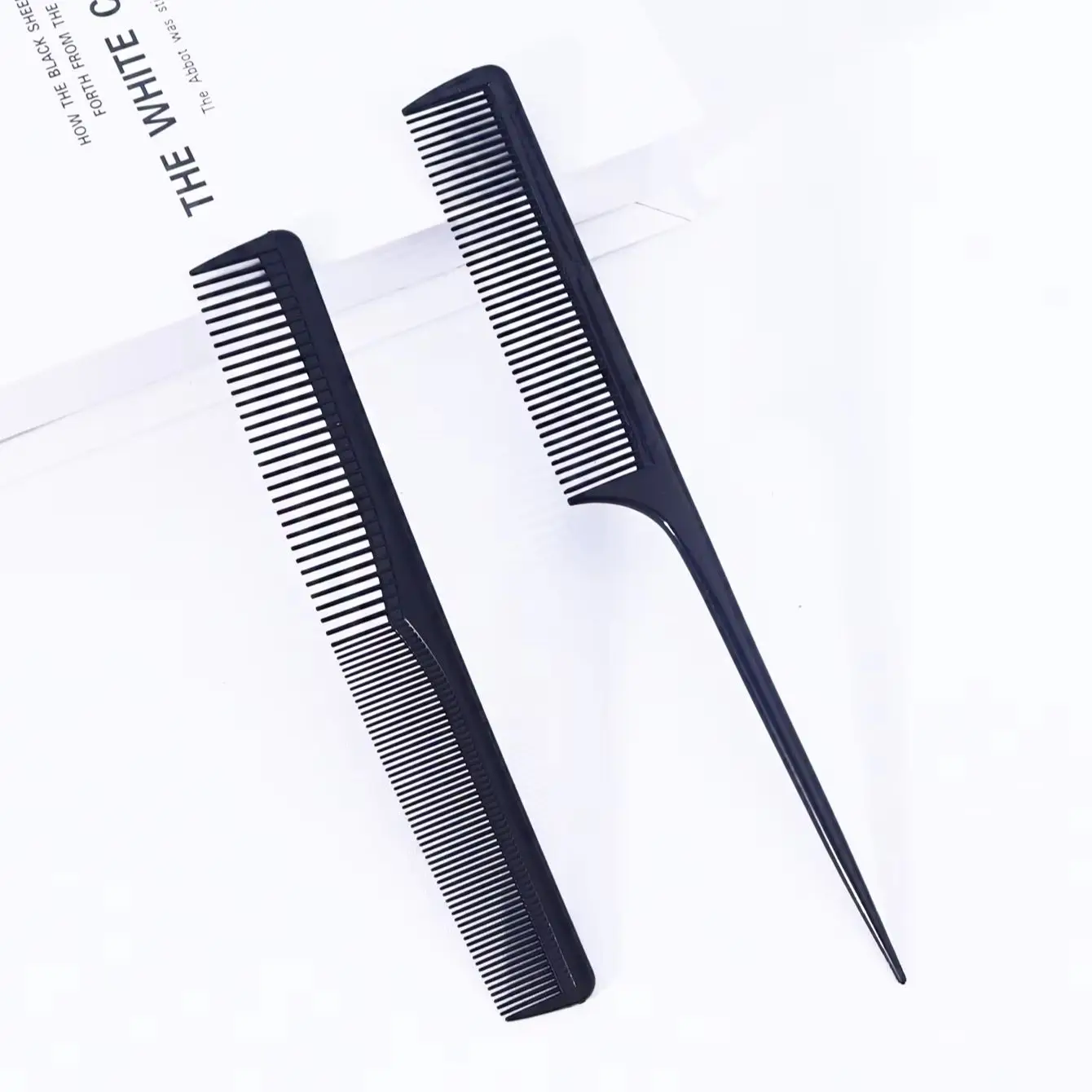 Set di pettini a denti fini in fibra di carbonio da 2 pezzi, materiale PP durevole, adatto a tutti i tipi di capelli Speciale per parrucche di capelli veri