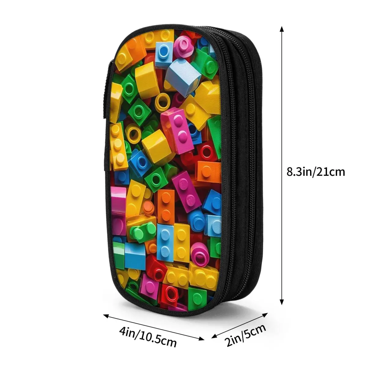 Colour Building Block Pattern Pencil Case for Kids School Pen Box Pencil Bag Stationery Supplies Pen Holder Bag