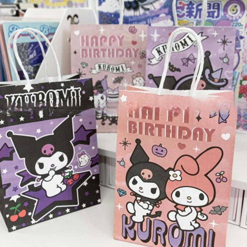 Kraft Papieren Zakken Snoep Geschenkverpakking Tassen Kids Kuromi Schattige Cartoon Handheld Cadeau Tas Verjaardagsfeestje Diy Decoratie