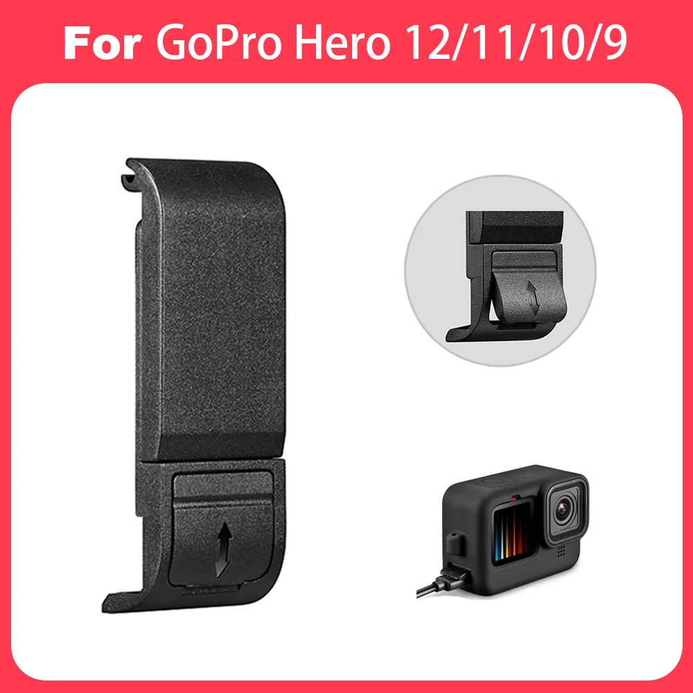 

Flip Battery Cover for GoPro Hero 12 9 Black Removable Battery Lid Door Type-C Charging Port Side Case for gopro 11 Accessories