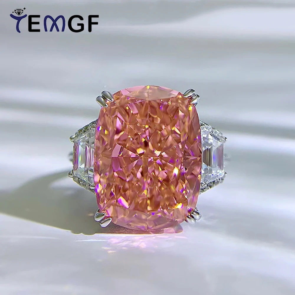 

TEMGF Luxury 11*15mm Pink Zircon Ring 925 Sterling Silver Fine Jewelry for Women Wedding Fashion Sparkle Ornament Surprise Gifts