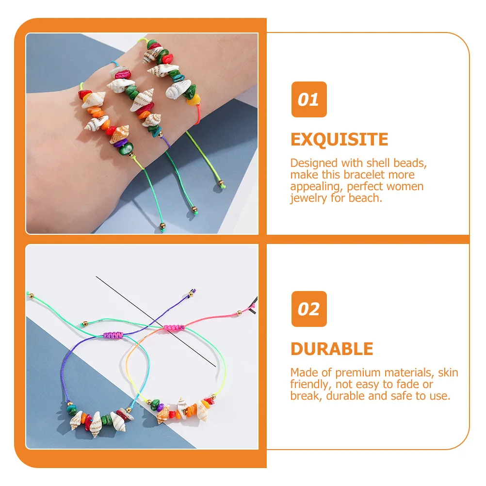 

12Pcs Shell Bracelet Summer Beach Anklet Wrist Rope Foot Jewelry Durable Lightweight for Teen Women Shell Bracelet