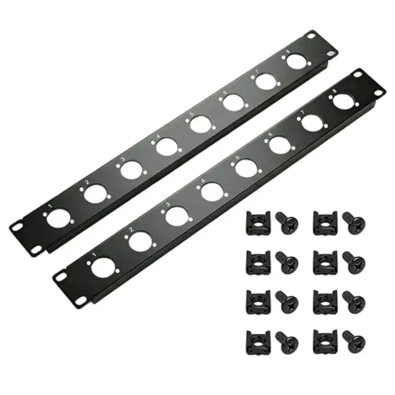 New Arrivals-XLR Patch Panel 1U Rack 2 Packs, Punched Metal Rack Mount Audio Rack Mount Panel