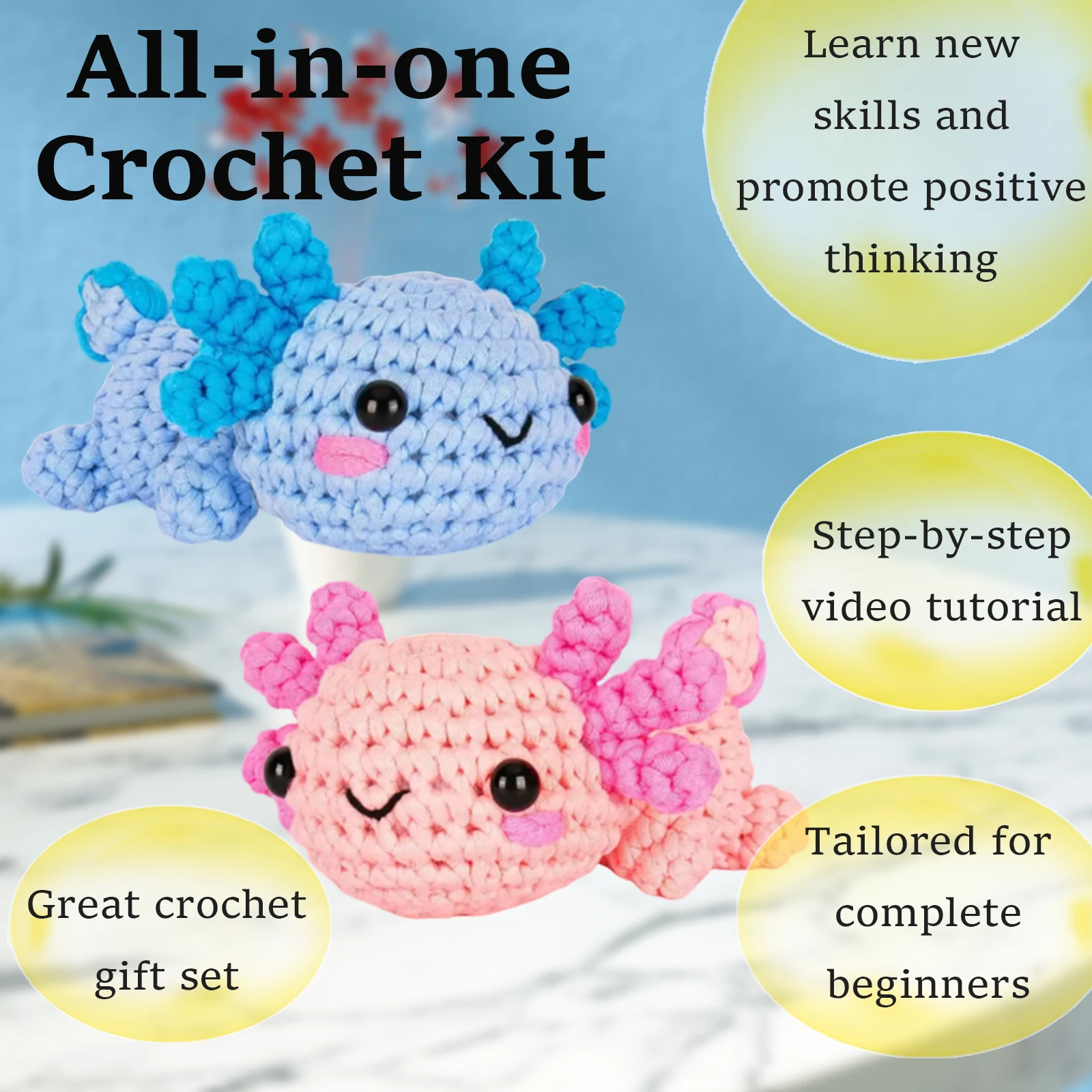 Crochet Kit for Beginners Complete Crochet Animal Knitting Kit Adorable Elephant Crochet Starter Pack with Wool Stuffing Crochet