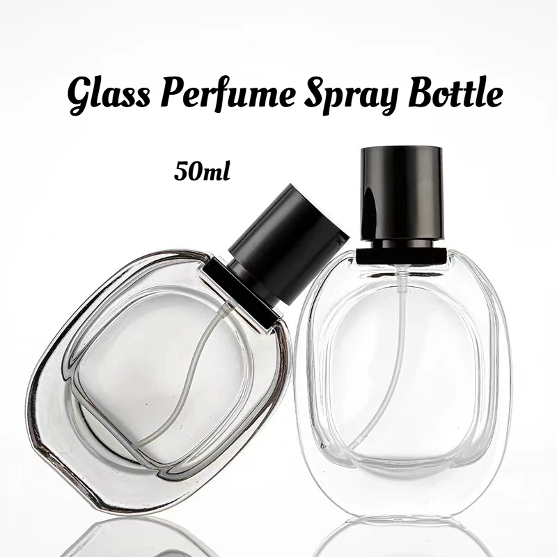 50ml preto de alta qualidade garrafa spray vidro bico alumínio empurrar garrafa perfume portátil viagem garrafa cosmética grande capacidade