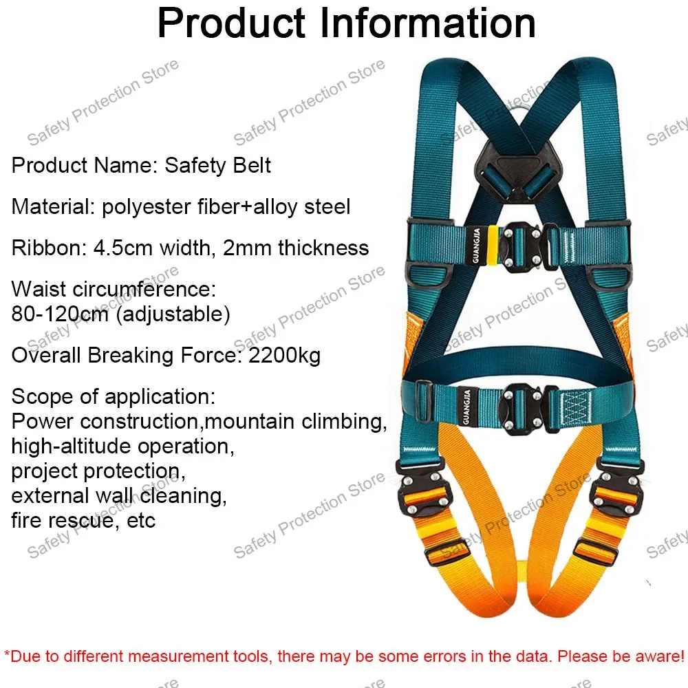 Harnais de sécurité pour le travail à haute altitude, ceinture/corde de sécurité à cinq points pour entraînement d'escalade en plein air, équipement de protection pour la Construction