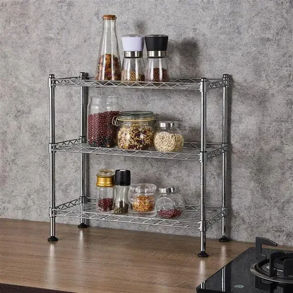 Three-layer Storage Rack Home Kitchen Organization Countertop Storage Rack Bedroom Sundries Suitcase Microwave Storage Rack