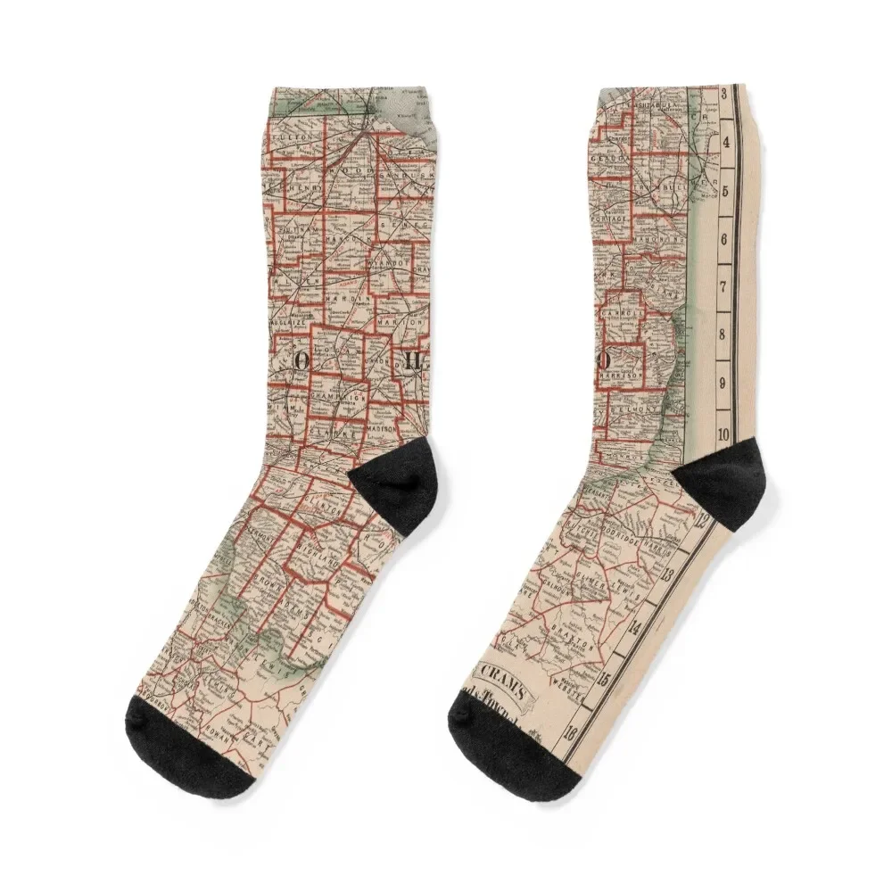 

Old Ohio Map (1878) Vintage OH County & State Atlas Socks tennis gift funny gifts Designer Man Socks Women's