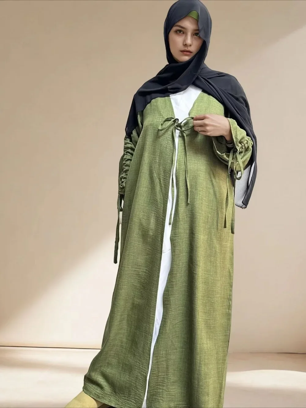 

Мусульманские платья для женщин Абая Джалабия на шнуровке Абая Кафтан Ислам Рамадан Марокко Дубай Vestidos Арабский кардиган Robe 2026