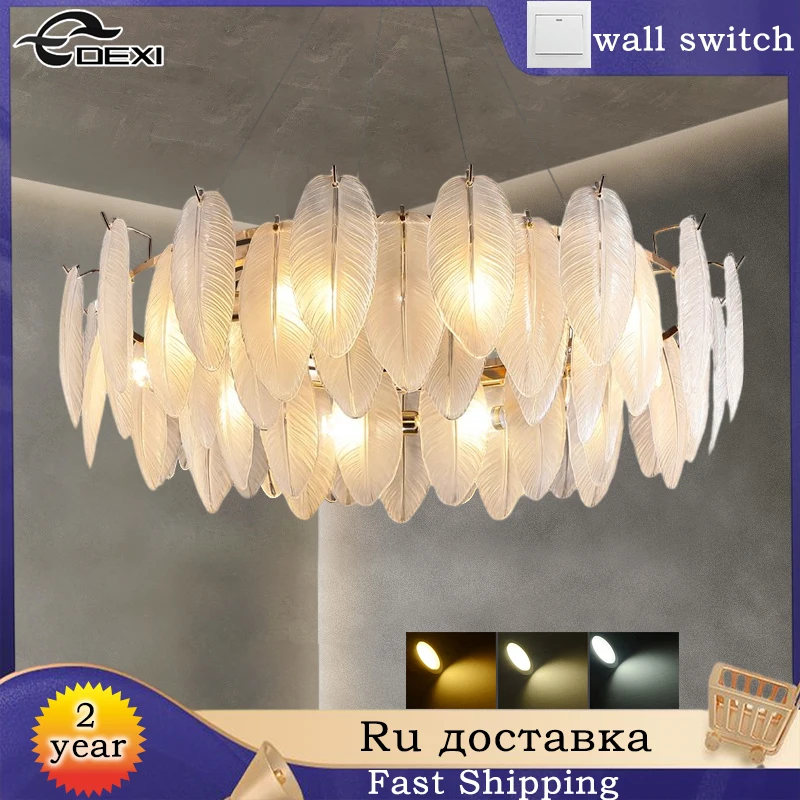 

Creative Ceiling Chandelier Living Room LED Light Villa Bedroom Dining Room Feather Pendant Light Interior Decorative Art Lamp