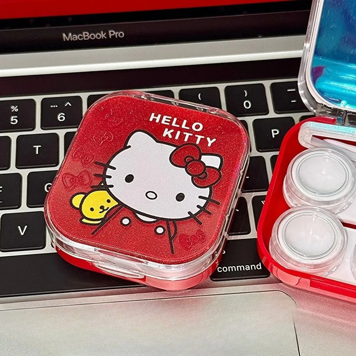 

Hello Kitty Contact Lens Box Cute Cartoon High-capacity Portable Contact Lens Case Practical Convenient Fashion Contact Lens Box