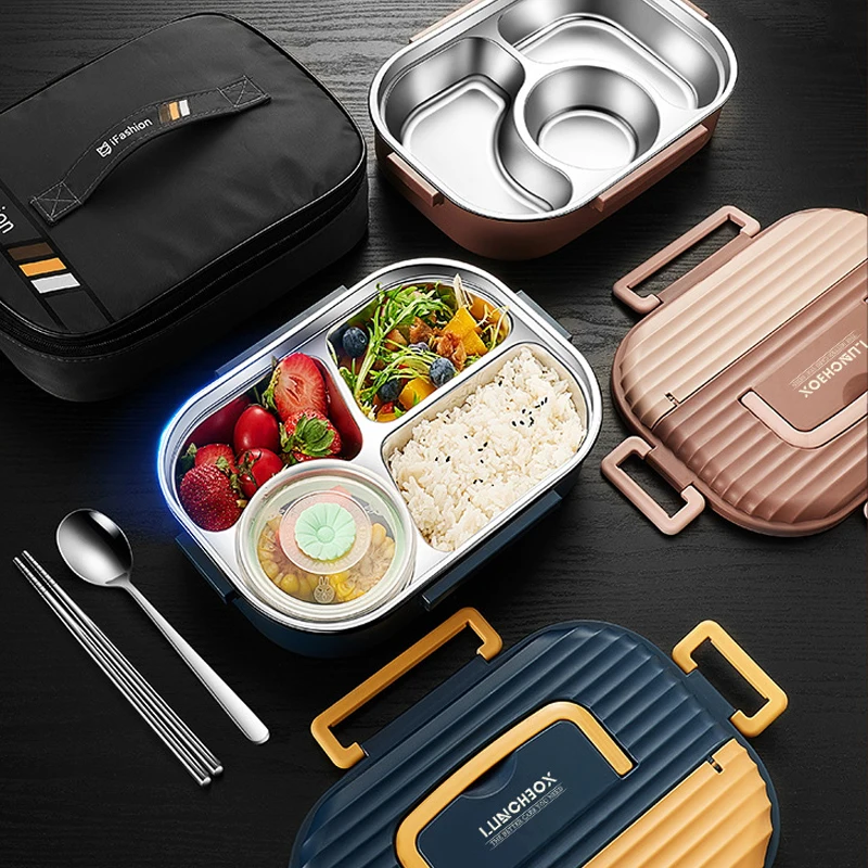 

Stainless Steel Insulated Lunch Box Portable Double-layer Containers Office Worker Microwave Tableware Leakproof Food Container