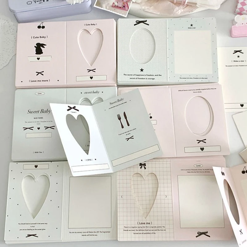 10pcs/pack Hollow Window Folding Back Card Kpop 3 Inch Photocard Holder DIY Small Card Decorative Packaging Material