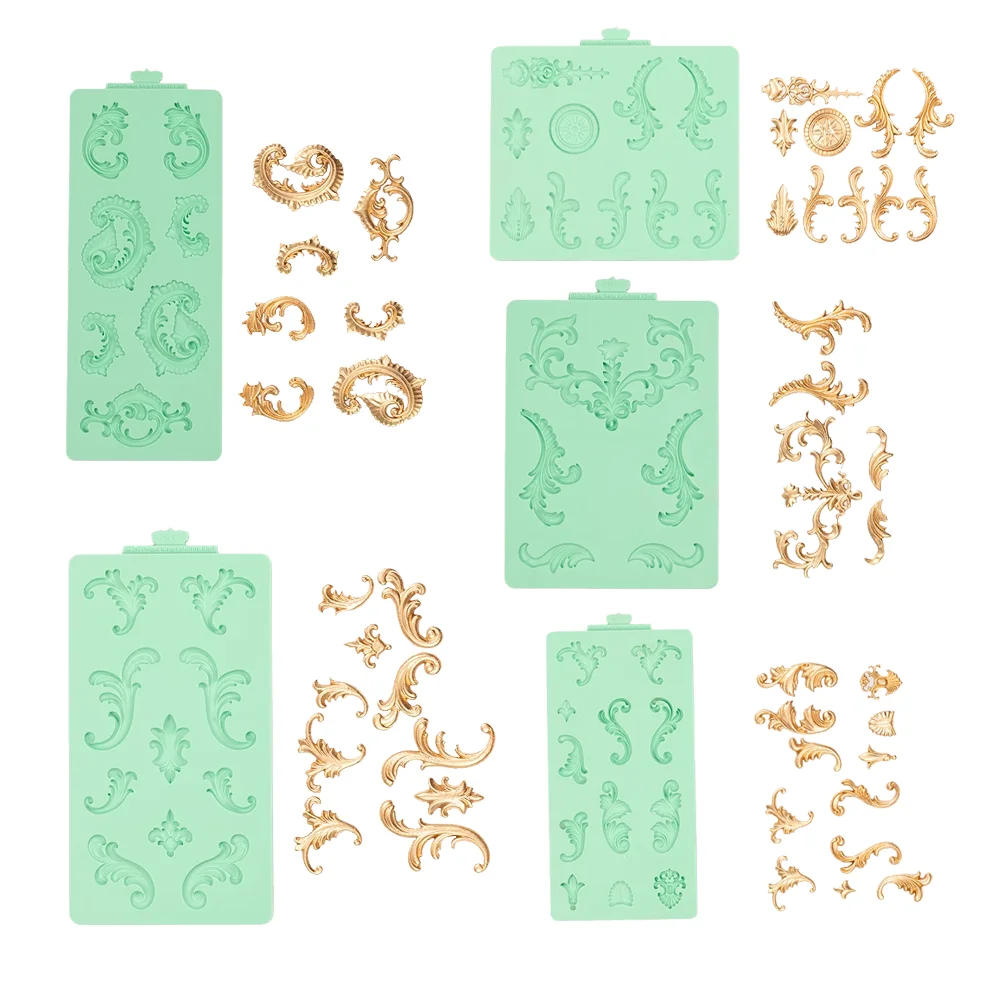 5 New Pattern European Style Silicone Fondant Mold Retro Pattern Border DIY Fondant Mold Easy Release Fondant Cake Decor