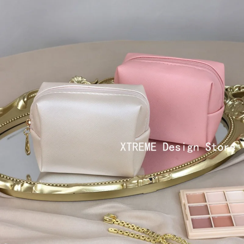 PU Leather Mini Cosmetic Bag Portable Makeup Bag Wallet Lipstick Storage Pouch Sanitary Cotton Organizer Woman Clutch Bag