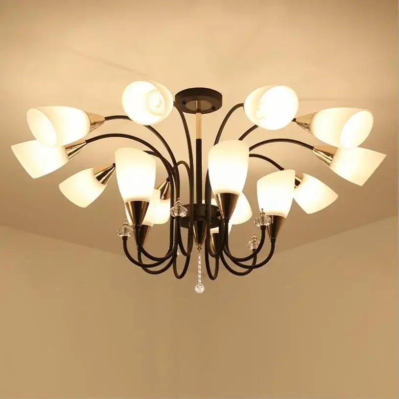 

Simple American led living room chandelier household Scandinavian atmosphere led creative bedroom lamp modern dining room lamp