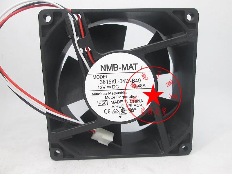 

NMB 3615KL-04W-B49 P50 DC 12V 0.48A 90x90x38mm 3-Wire Server Cooling Fan