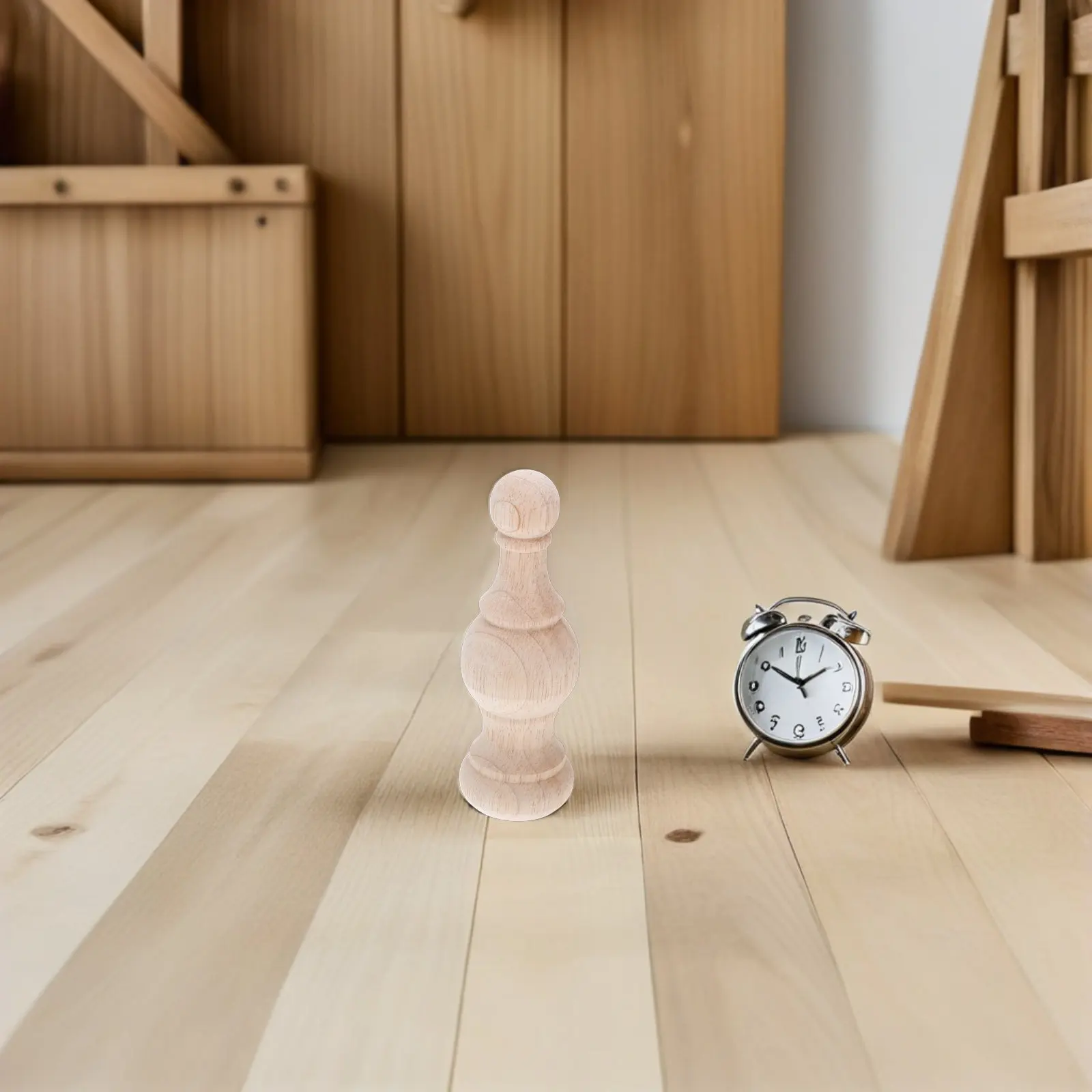 Unfinished Wooden Bed Frame Finials Solid Wood Carved Bedpost Topper for Staircases Curtain Rod Furniture Decor Khaki 5x15cm