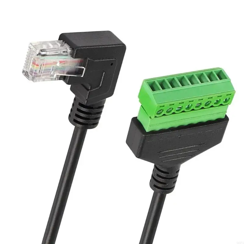 Q6PA Networking Wiring Connectors Cable, RJ45 Right-Angle Plug to 8Pin Screw Terminal Block With 30CM Cable Length