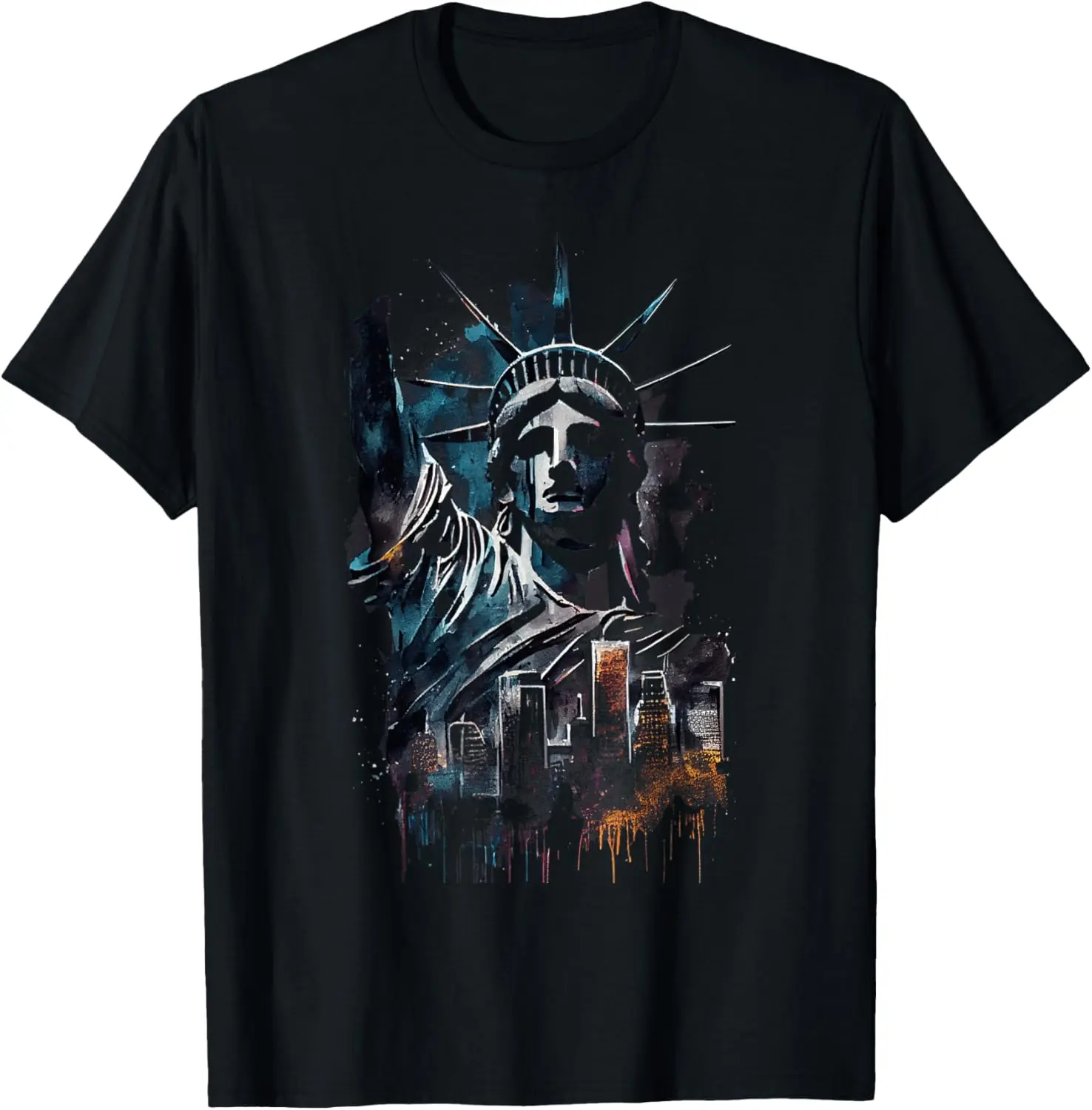 New York City Aquarelle Statue of Pages NYC1 Graphic Tee T-Shirt