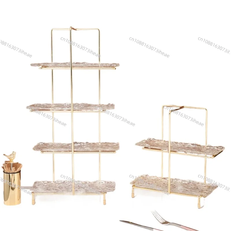 Multi layer Candy Tray Glass European Style Fruit Plate European Tea Table Ornaments Storage Containers Food kitchen Storage G