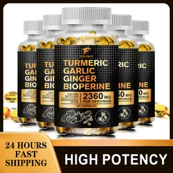 Turmeric Bioperine Garlic Ginger - Promotes Digestive Health, Joint Health, Inflammation Relief & Anti-Inflammation