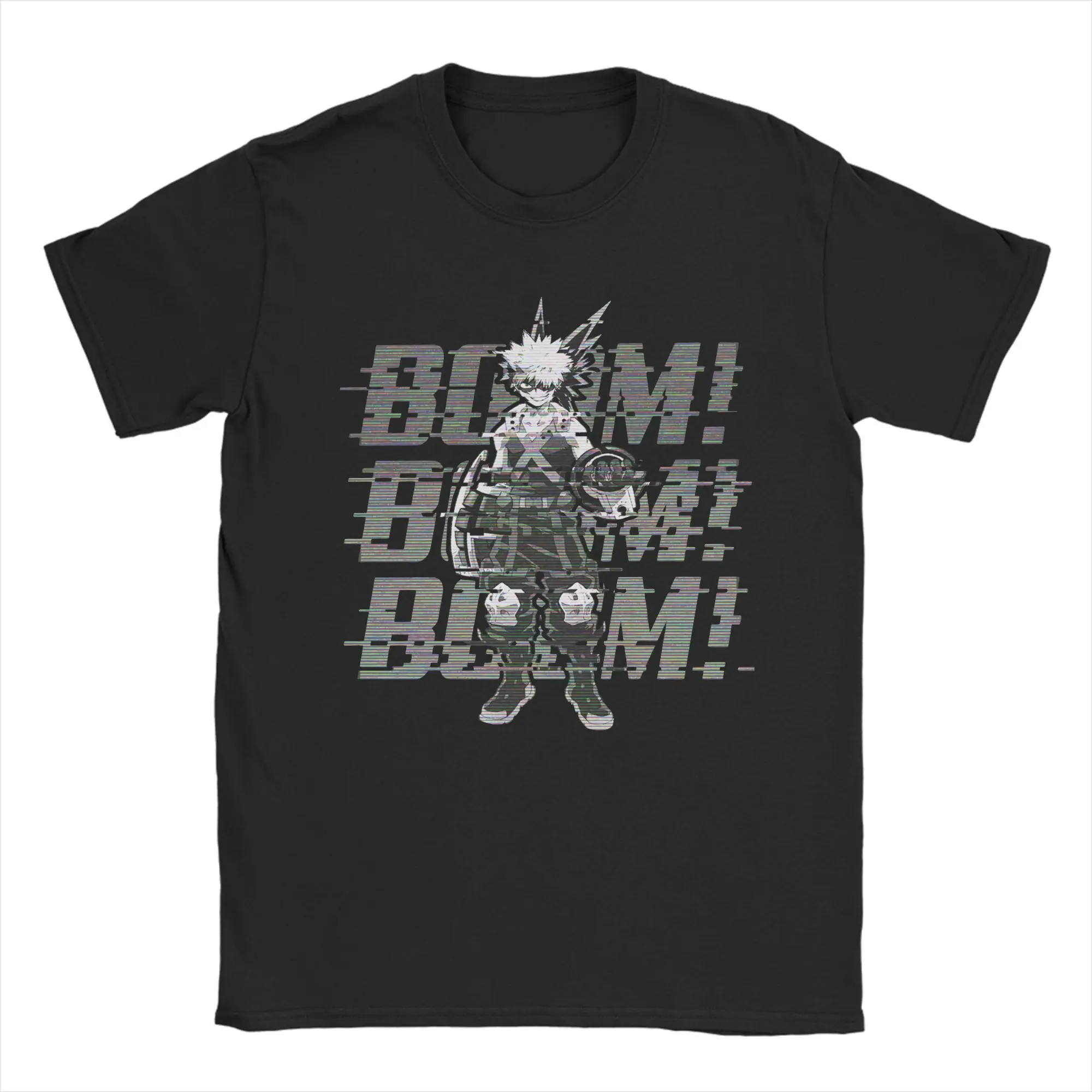 

Vintage Katsuki Bakugo Glitch My Hero Academia T-Shirts Men Crewneck Pure Cotton T Shirt Anime Short Sleeve Tee Shirt Clothing