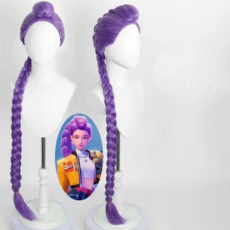 

2025 Movie Kpop Cosplay Wig Mira Rumi Zoey Demon Hunters Purple Black Red Long Hair Heat Resistant Synthetic Wigs Carnival Props