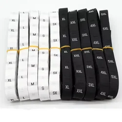 500 Pieces/batch Size Label Clothing Fabric Label Accessories Black and White Clothing Size Labels