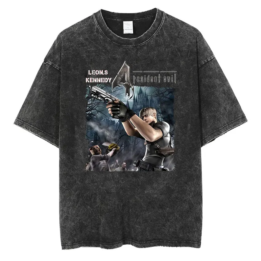 ヴィンテージ洗浄レオン S ケネディバイオハザード 4 Tシャツメンズ