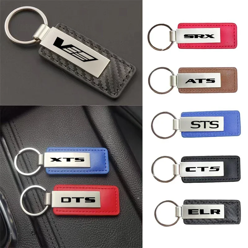 1PCS Pu Leather Metal Key Chain For Cadillac CT4 CT5 CT6 XT4 XT5 XT6 XTS Escalade ATS DTS CTS SRX XLR Lyriq 2022 2023 2024 2025+