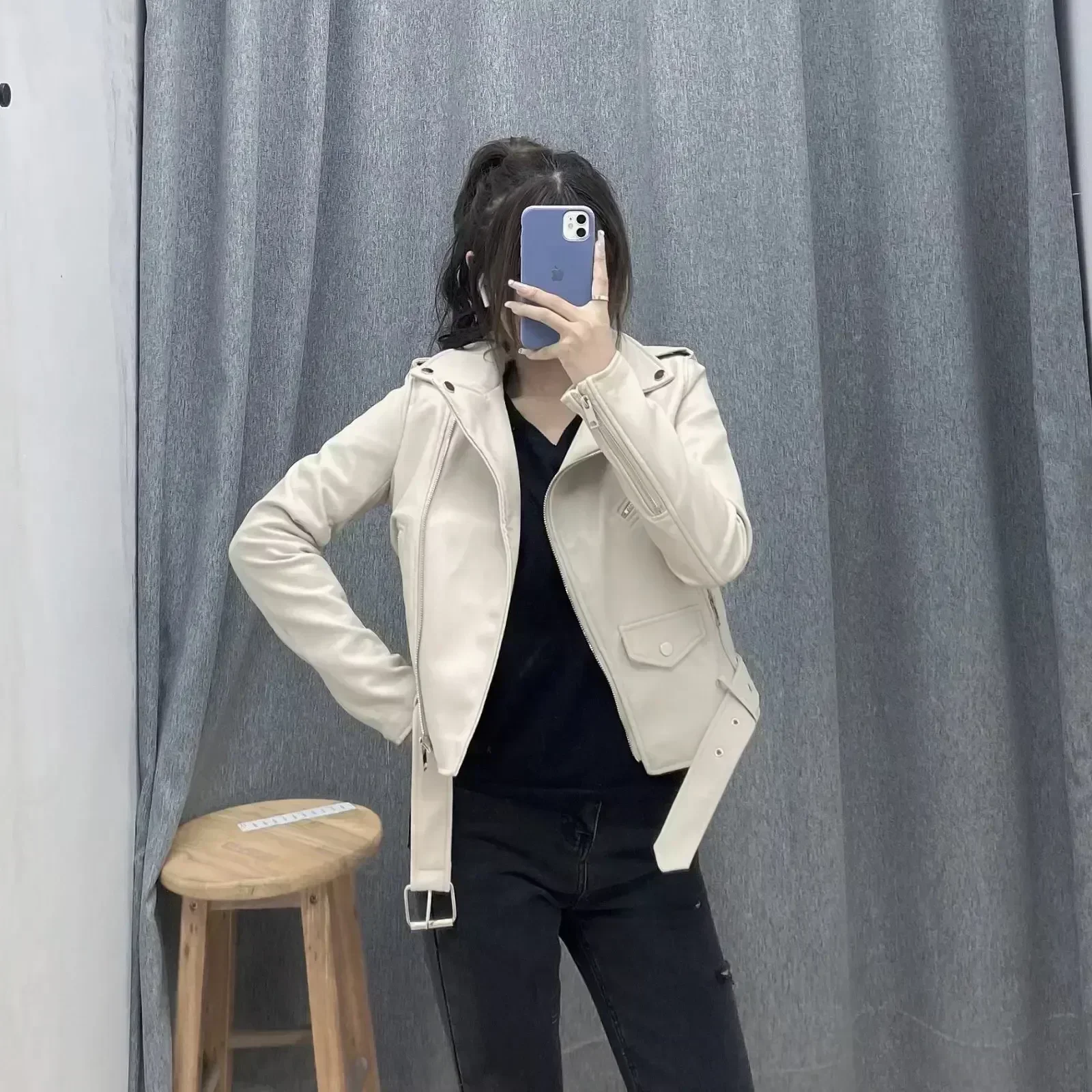 Veste en Cuir Artificiel pour Femme, Manteau Vintage à Manches sulf, Surchemise Chic, Nouvelle Mode 2023